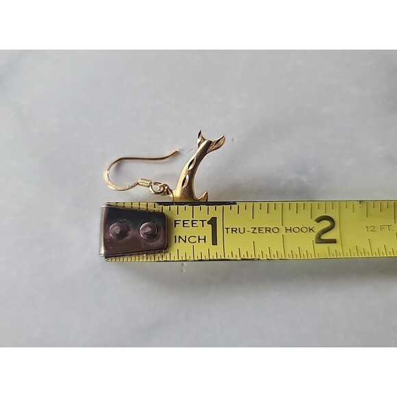 Gold Tone Dolphin Shaped Dangling Pierced Earrings Vintage Costume Jewelry - Picture 9 of 10